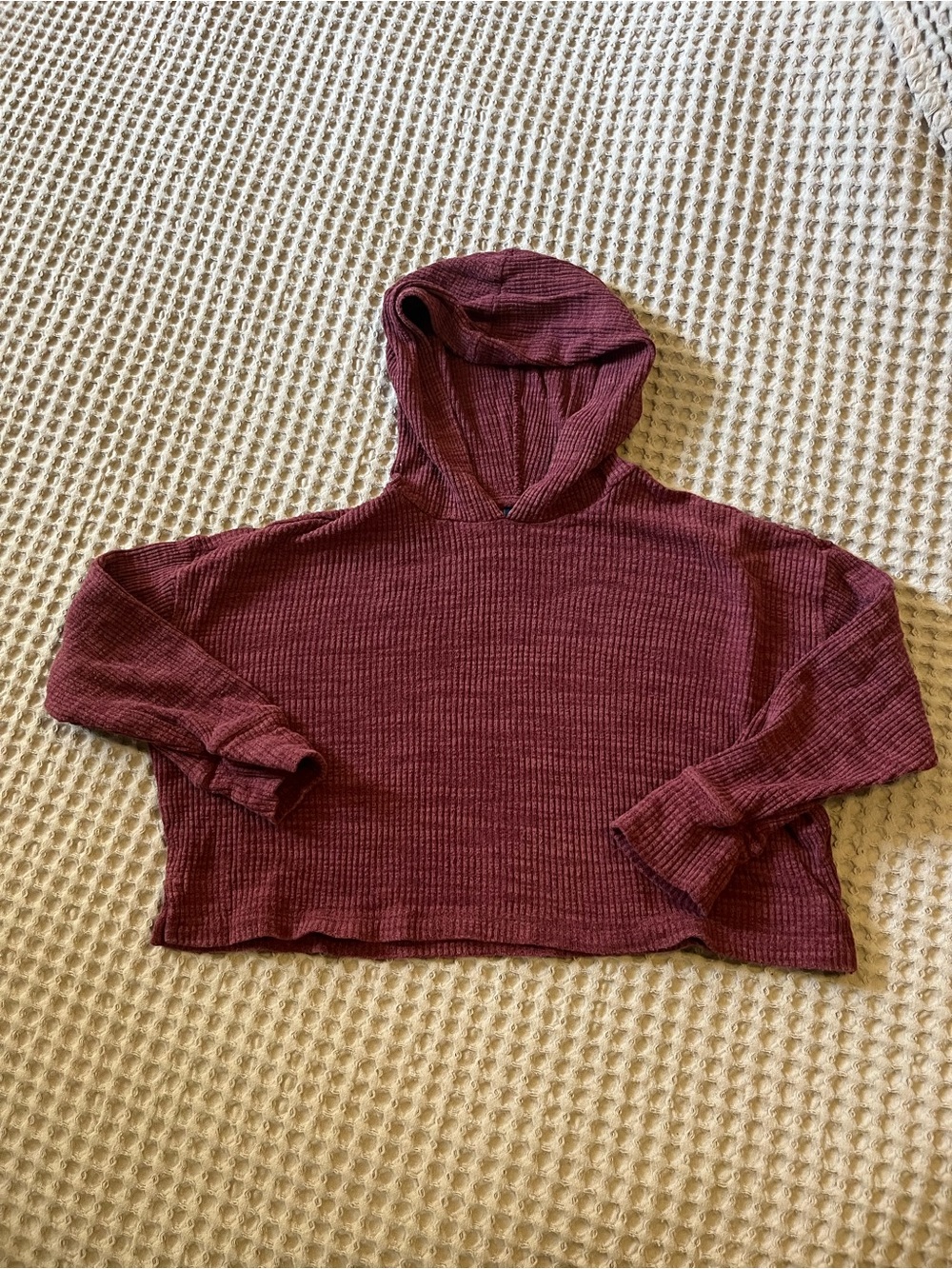 5 for $20 Old Navy Maroon Waffle Knit Cropped Long Sleeve